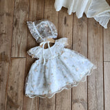 Emily Embroidery Dress & Bonnet Set_ White