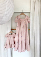 Latte Eembroidery Adult Dress_ Pink
