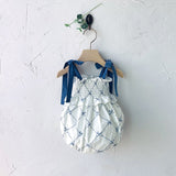 Glen Smocked Romper_ Blue