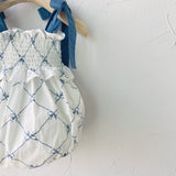 Glen Smocked Romper_ Blue