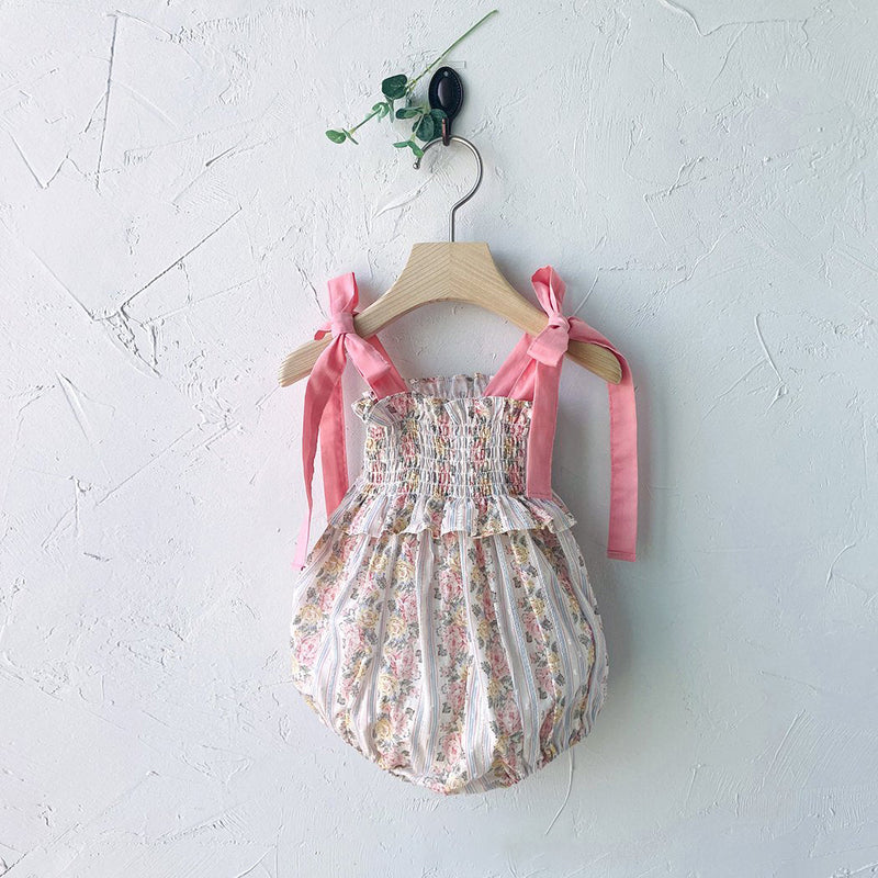 Glen Smocked Romper_ Coral