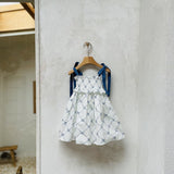 Glen Smocked Dress_ Blue