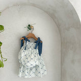Glen Smocked Dress_ Blue