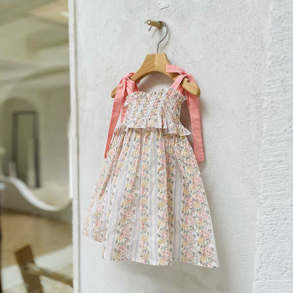 Glen Smocked Dress_ Coral