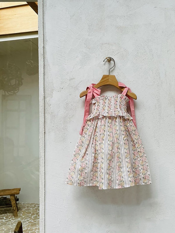 Glen Smocked Dress_ Coral