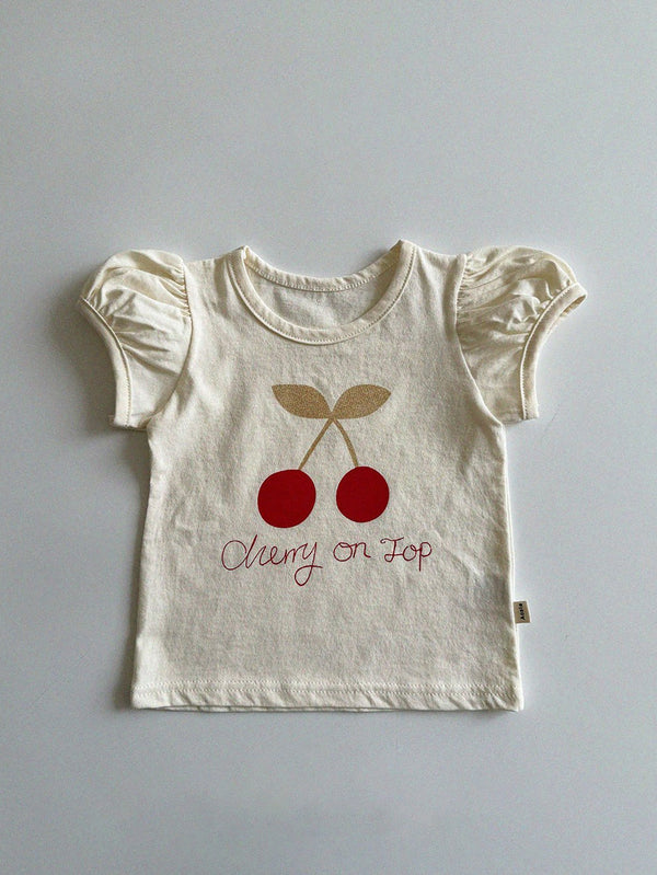 Cherry Puff Sleeves T shirts