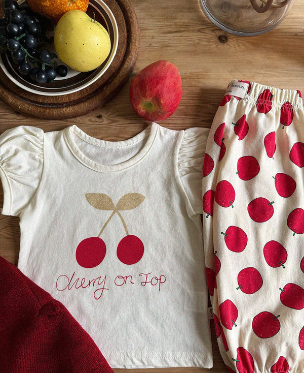 Cherry Puff Sleeves T shirts