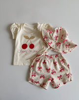 Cherry Puff Sleeves T shirts