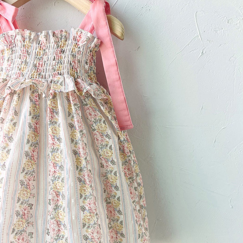 Glen Smocked Dress_ Coral