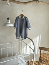 Soft Terry Polo Romper_Blue