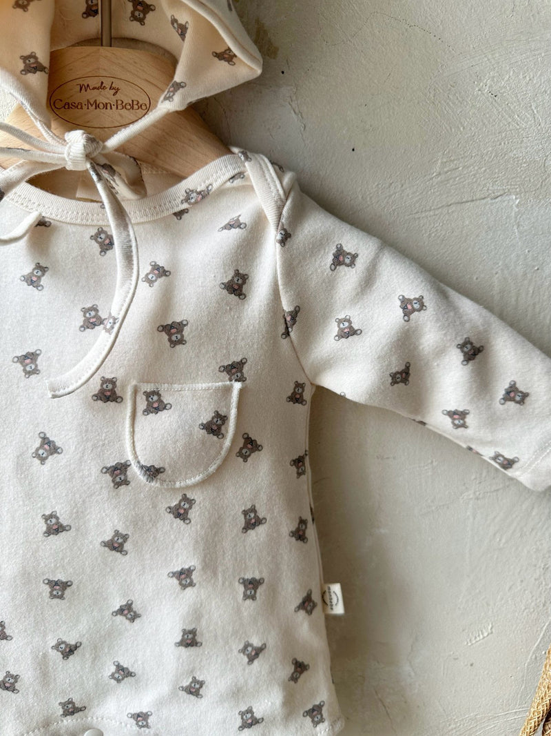 Monbebe Printed Suit and Bonnet Set from Newborn Size _Bear Prints