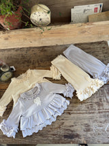 Heart Frill Top and Pants Set _Cream