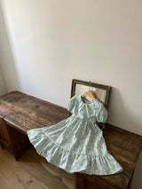 Mint Blossom Puff Sleeve Dress