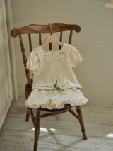 Rose Frill Blouse & Shorts Set _Beige