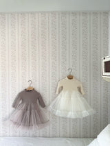 Sasha Ribbed Tulle Dress_Cream