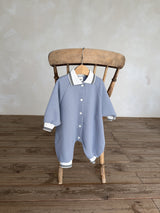 Soft Terry Polo Romper_Blue
