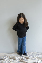 Ribbon Embroidered Boots Cut Pants