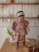Tua Embroidered Check Romper
