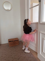Black Pink Blouse & Skort Set