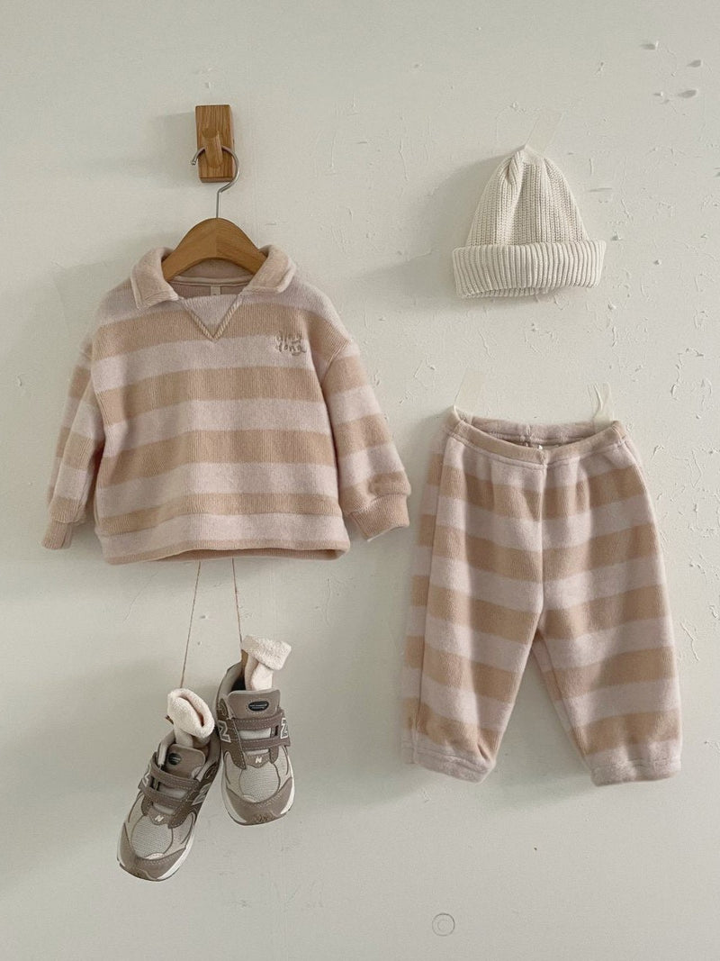 DingDong Knit Collar Top & Pants Set_  Beige