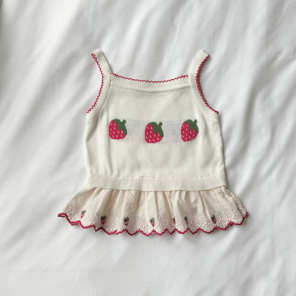 Strawberry Pop Sleeveless Knit Top