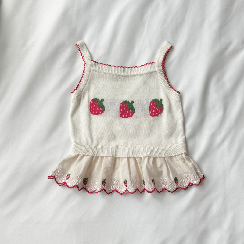 Strawberry Pop Sleeveless Knit Top