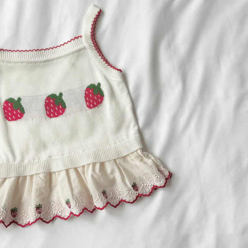Strawberry Pop Sleeveless Knit Top