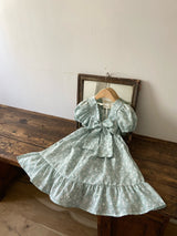 Mint Blossom Puff Sleeve Dress