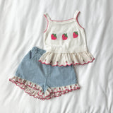 Strawberry Pop Denim Shorts