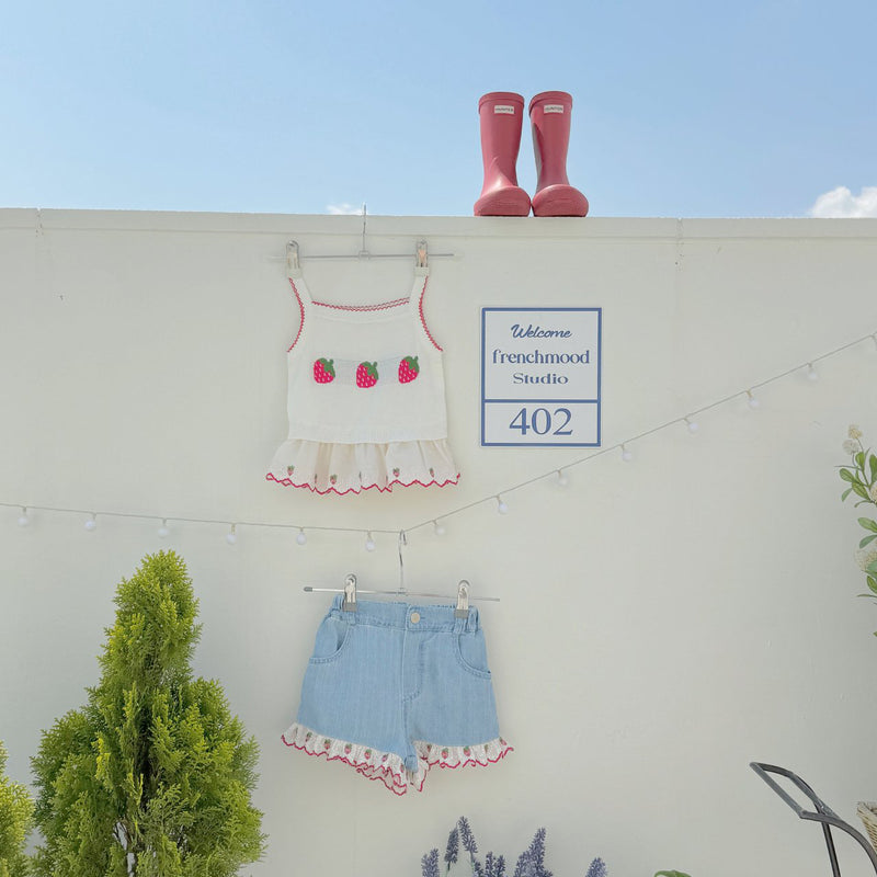 Strawberry Pop Denim Shorts