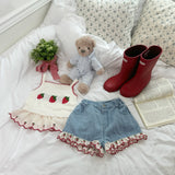 Strawberry Pop Denim Shorts