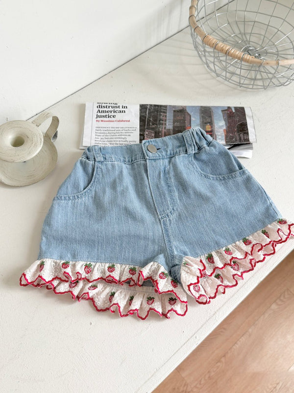 Strawberry Pop Denim Shorts