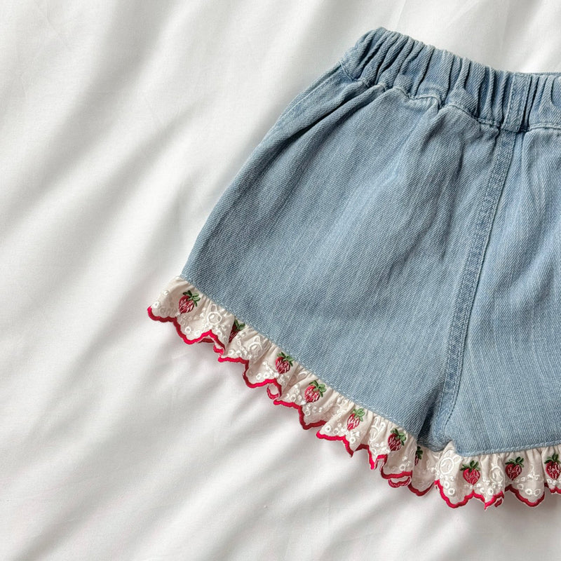 Strawberry Pop Denim Shorts