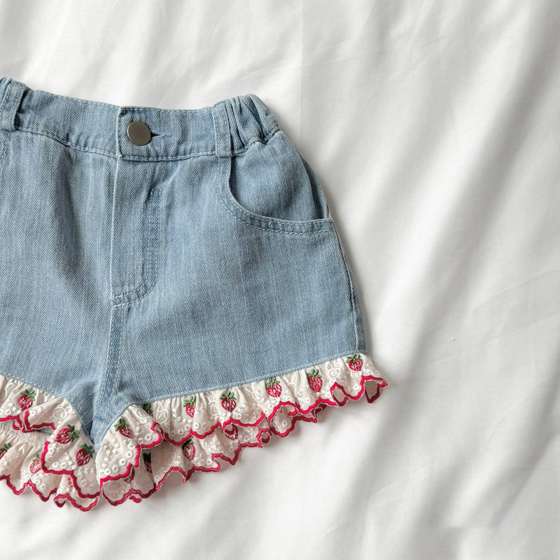Strawberry Pop Denim Shorts