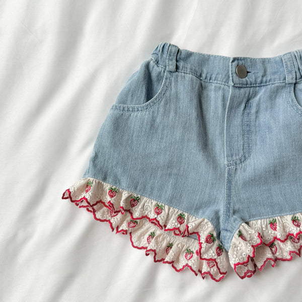 Strawberry Pop Denim Shorts