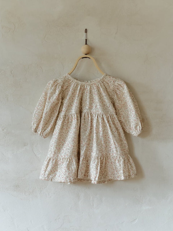 Flower Corduroy Shirring Dress