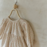 Flower Corduroy Shirring Dress