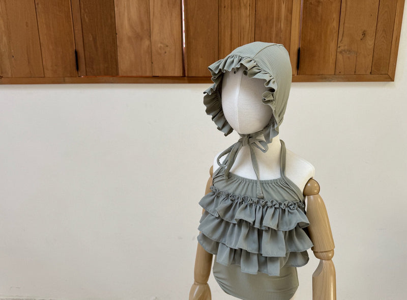 Frill Swimsuit & Bonnet Set_2 Colour