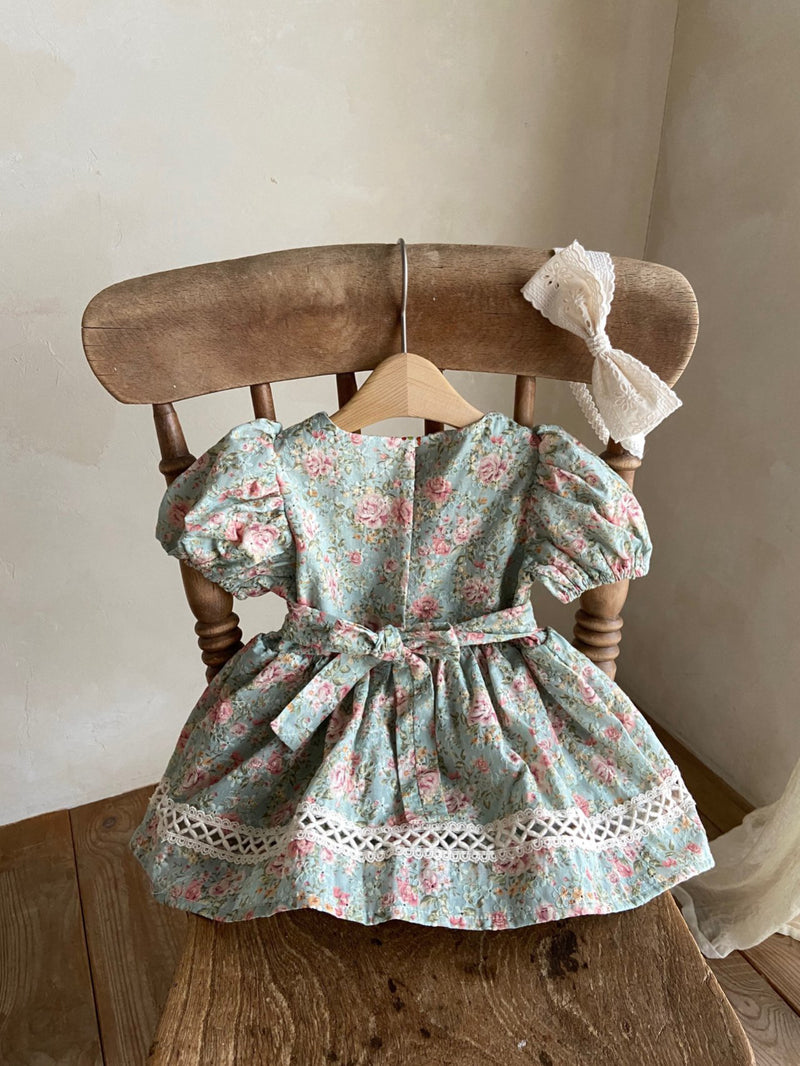 Clara Dress Romper_Mint Floral