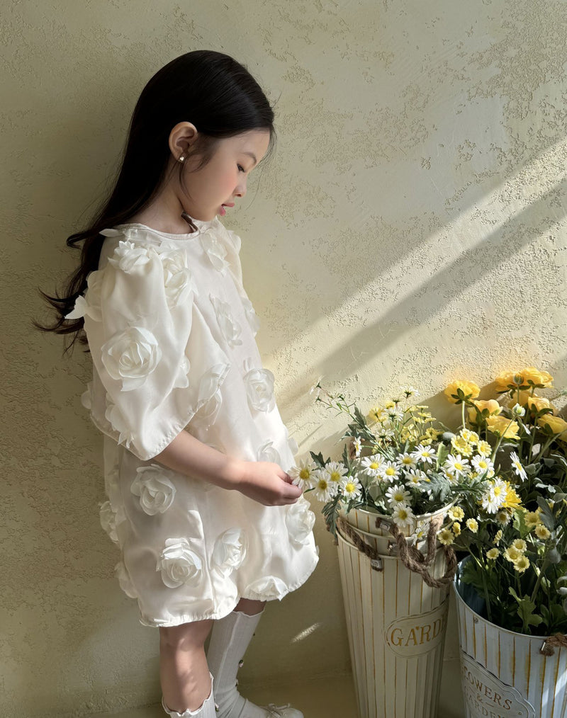 Rose Bloom Dress_ Cream