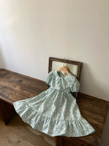Mint Blossom Puff Sleeve Dress