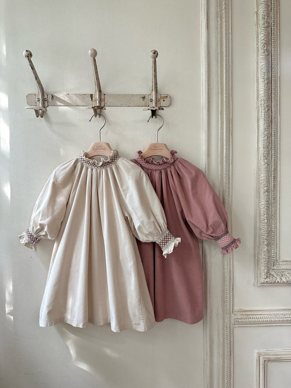 Ayla Smocked Corduroy Dress_ 2 Colours