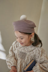 Pompom Fleece Beret_Mocha