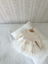 Sasha Ribbed Tulle Dress Romper_Cream