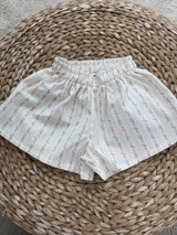Petite Fleur Stripe Top & Shorts Set
