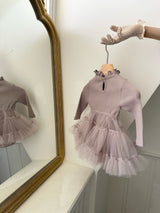 Sasha Ribbed Tulle Dress Romper_Dusty Pink