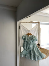 Mint Blossom Puff Sleeve Romper