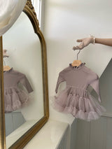 Sasha Ribbed Tulle Dress Romper_Dusty Pink