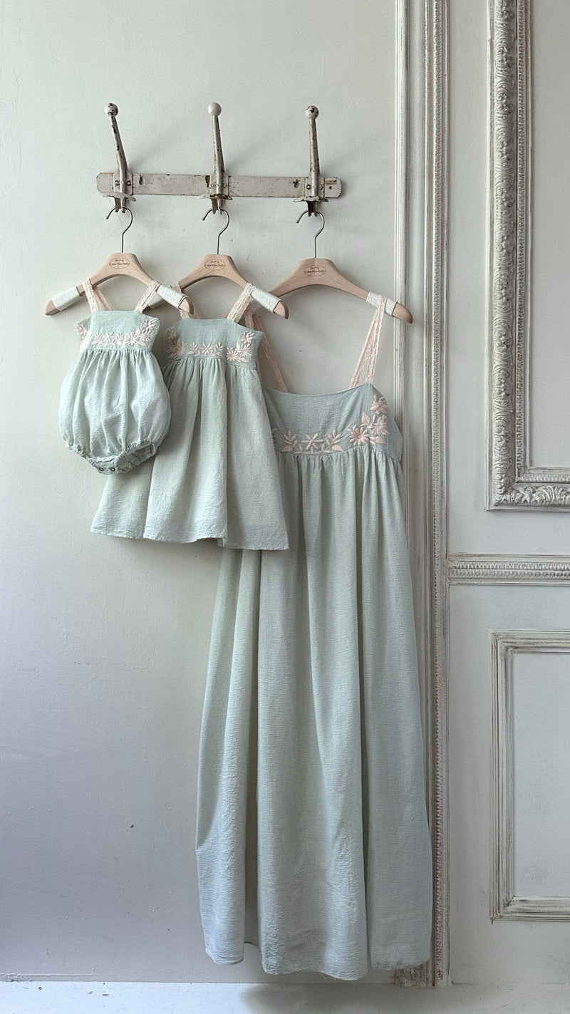 Aria Embroidery Romper _Mint