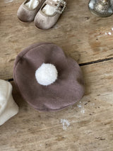 Pompom Fleece Beret_Mocha